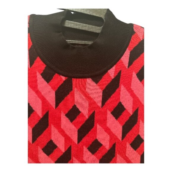 Pink & Black Geometric Knit Top - Size L - Picture 3 of 10